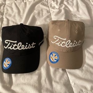 2 Titleist Tour Performance Hats - Black and Tan